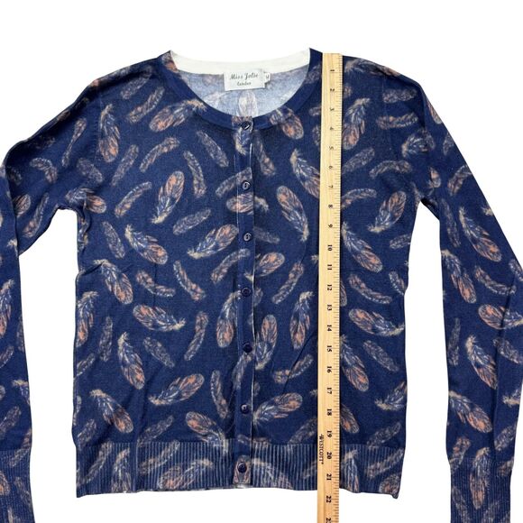 Miss Jolie London Sweater Womens Medium Blue Feather Knit Pullover Casual Granny - Picture 7 of 9